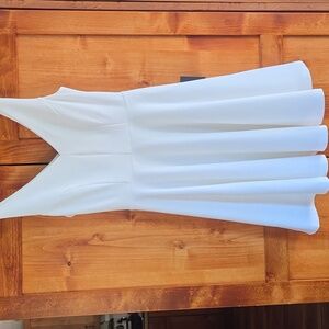 Lulu's Cream Sleeveless A-Line Mini Dress Wedding Guest